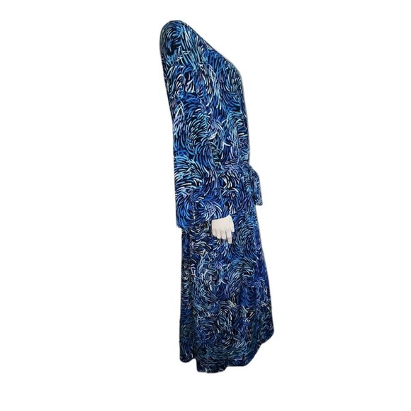 Catherines Dress Womens Plus Size 3X Blue Tie Waist Midi Summer Stretch Surplice - Picture 3 of 6